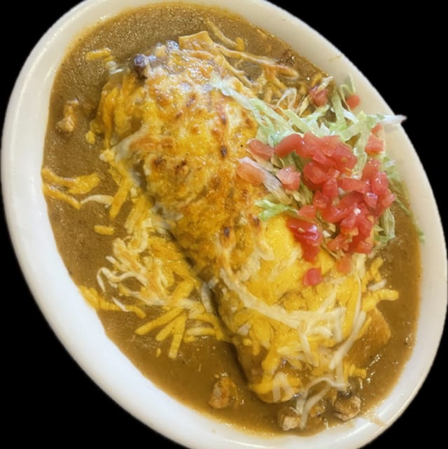 Egg. Potato, Chorizo Burrito Smothered.