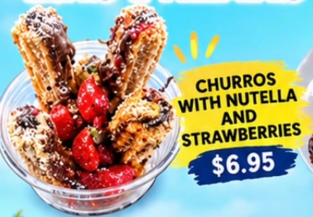 Churros With Nutella And Strawberries.
