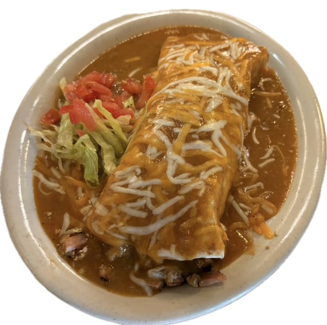 Burrito de Carne y Frijoles Smothered.