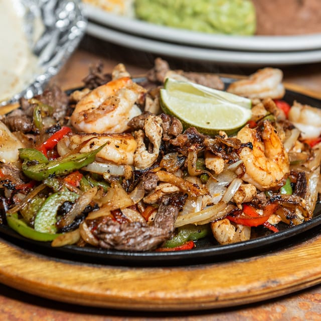 Combination Chicken, Beef & Shrimp Fajita.